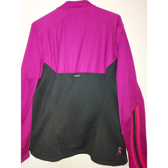 Adidas Women's Jacket XL Full Zip Long Sleeve Climalite Running Magenta Black - Picture 3 of 10